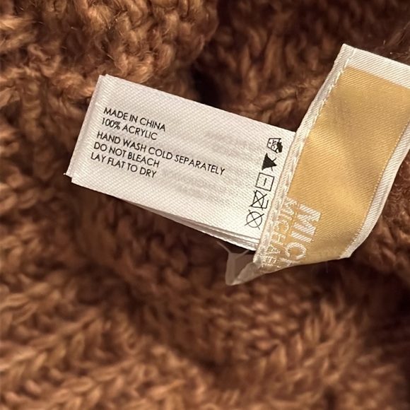 Brand New Michael Kors Cable Knit Winter Beanie Hat w/ Rib Brim Bill Camel main image 4